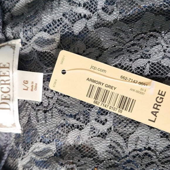 DECREE Armory Gray Ruffle Front Lace Back Open Cardigan - NWT Women's Large - Picture 6 of 6